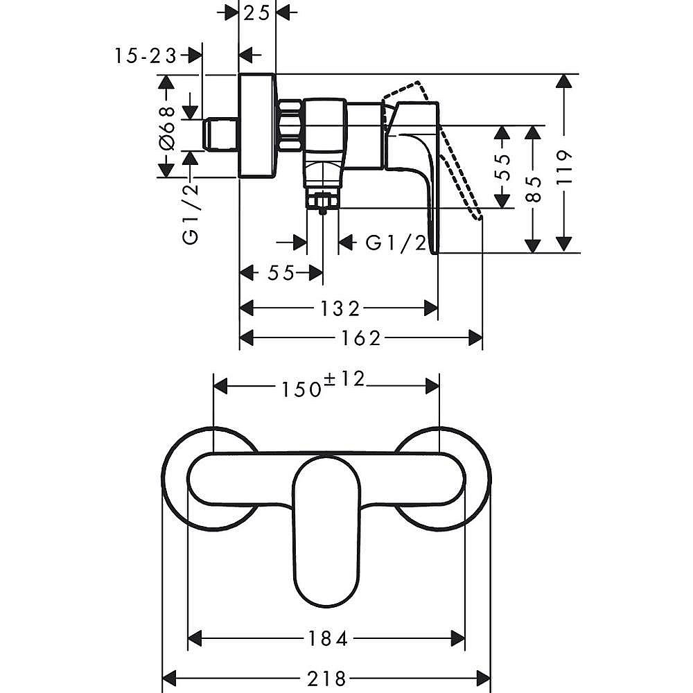 Смеситель для душа Hansgrohe Rebris S 72640000 купить в интернет-магазине сантехники Sanbest