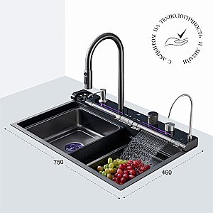 Кухонная мойка CeruttiSpa GLORIA Pro black 75 CT10578 графит купить в интернет-магазине сантехники Sanbest