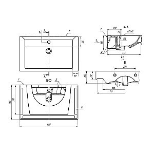 Тумба с  раковиной подвесная/напольная Dreja Q PLUS (D) 80 белый глянец для ванной в интернет-магазине Sanbest
