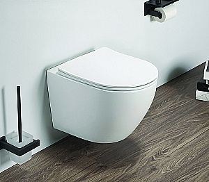 Унитаз подвесной Azario Gloria AZ-2003 белый, безободковый, с крышкой микролифт купить в интернет-магазине Sanbest