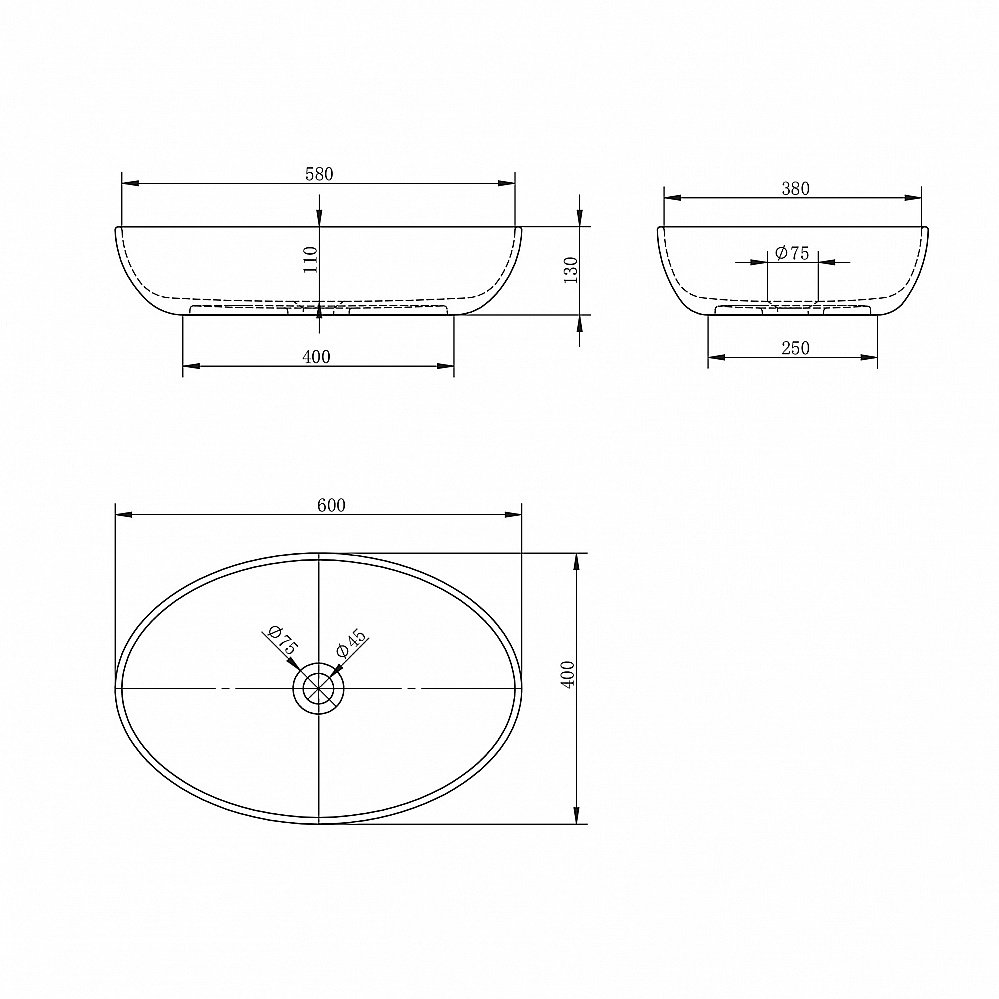 Раковина накладная ABBER Karbon AK2041 60 черная купить в интернет-магазине Sanbest