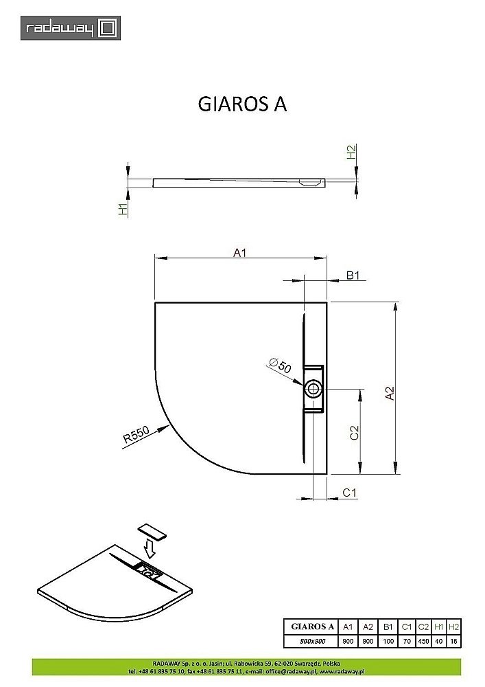 Душевой поддон Radaway Giaros A MKGA9090-03 90x90 белый купить в интернет-магазине Sanbest