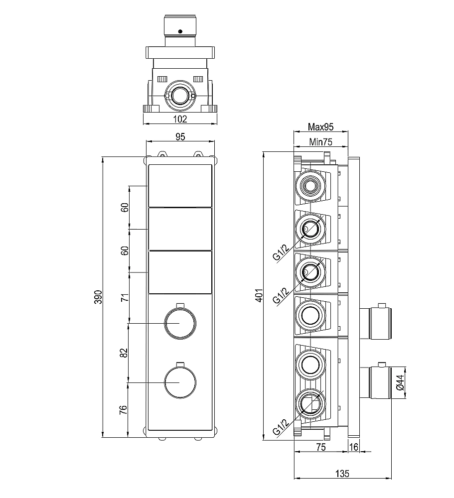 Смеситель для ванны Wonzon & Woghand WW-INF163B-GM темный графит купить в интернет-магазине сантехники Sanbest