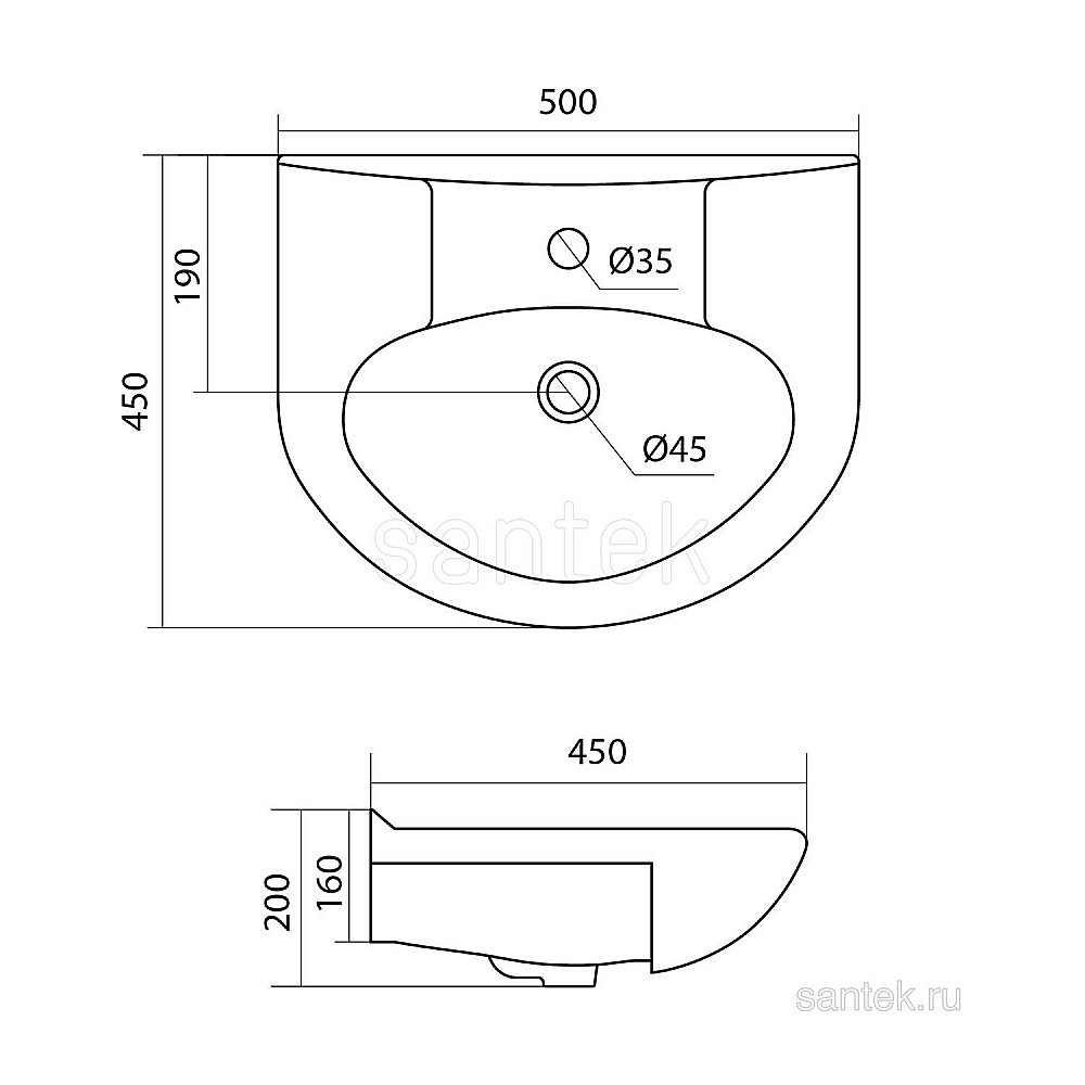 Раковина мебельная Santek Канны 50 1.WH11.0.243 белая купить в интернет-магазине Sanbest