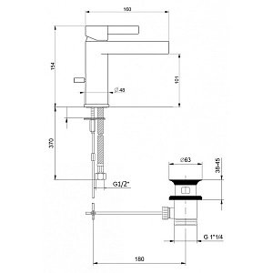 Смеситель для раковины Webert DoReMi DR830102560 черный матовый купить в интернет-магазине сантехники Sanbest