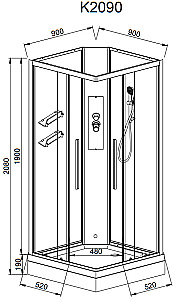 Душевая кабина AvaCan K Серия K2090N 90х90 без крыши купить в интернет-магазине Sanbest
