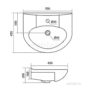 Раковина мебельная Santek Канны 50 1.WH11.0.243 белая купить в интернет-магазине Sanbest