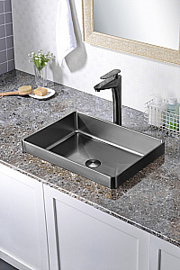 Раковина врезная сверху ABBER Wasser Kreis 51 AF2401GM оружейная сталь купить в интернет-магазине Sanbest