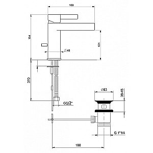 Смеситель для раковины Webert DoReMi DR830102560 черный матовый купить в интернет-магазине сантехники Sanbest