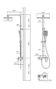 Душевая система Vincea Cube VSFS-4C12GM вороненая сталь купить в интернет-магазине сантехники Sanbest