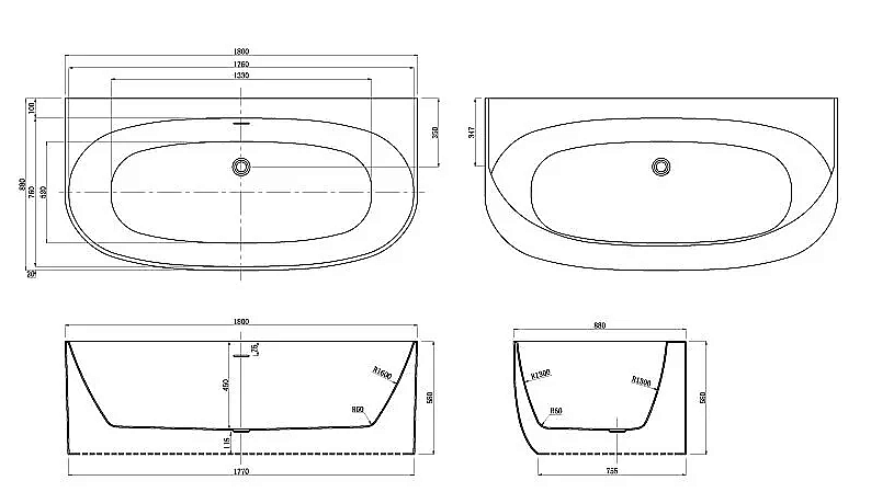 Ванна Azario Cambridge 180х88 CAM18090 белая купить в интернет-магазине Sanbest