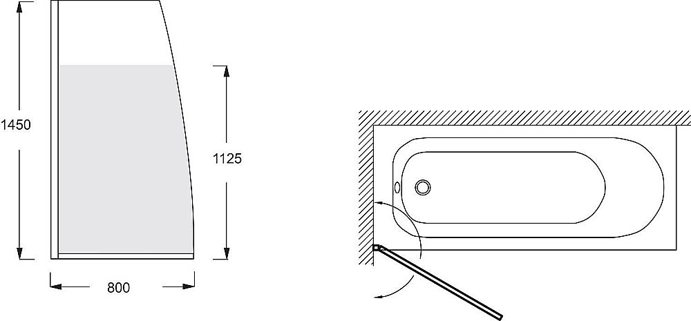 Шторка для ванны Jacob Delafon SERENITY E4933-GA 80x145 купить в интернет-магазине Sanbest