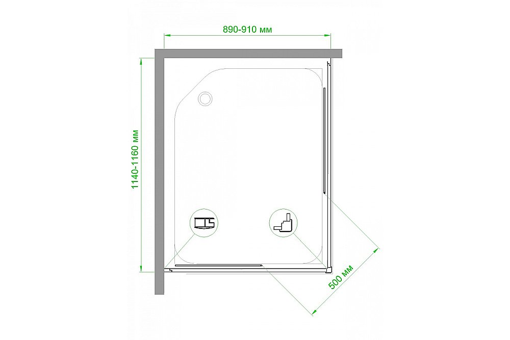 Душевой уголок Royal Bath RB11590HPD-T-BL 90х115 прозрачный купить в интернет-магазине Sanbest
