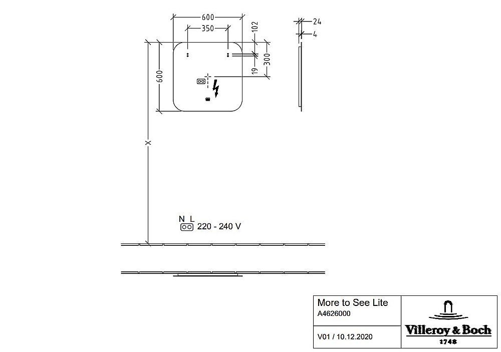 Зеркало Villeroy&Boch More to See Lite A4626000 60x60 в ванную от интернет-магазине сантехники Sanbest