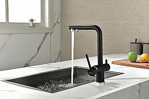 Смеситель для кухни Paulmark Serpentine Se213222-BLM черный купить в интернет-магазине сантехники Sanbest