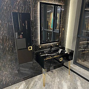 Консоль с раковиной Armadi Art LUCIDO 770-080-B 80 глянцевый черный для ванной в интернет-магазине сантехники Sanbest