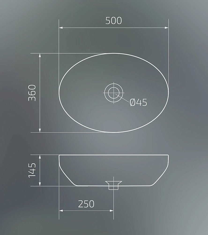 Раковина накладная Gid Lago 50 D1469 51196 белая купить в интернет-магазине Sanbest
