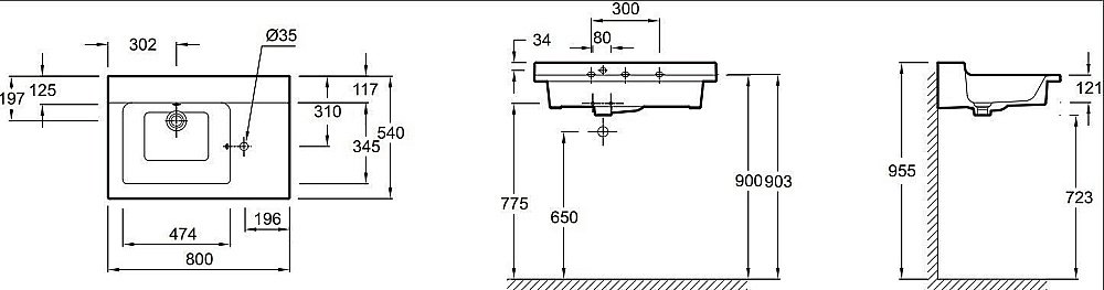 Раковина Jacob Delafon SOPRANO 80 EXL112-00 белая купить в интернет-магазине Sanbest