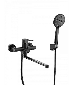 Смеситель для ванны Agger Easy A3121144 с душевым набором, черный матовый купить в интернет-магазине сантехники Sanbest