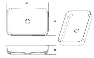 Раковина накладная Armadi Art Corian Slim 879-60-MW белая купить в интернет-магазине Sanbest