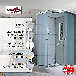 Душевая кабина AvaCan D Серия D2090 LED 90х90 с гидромассажем, с подсветкой купить в интернет-магазине Sanbest