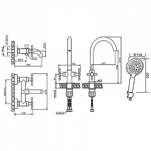 Набор смесителей Orange Mia M34-381b черный купить в интернет-магазине сантехники Sanbest