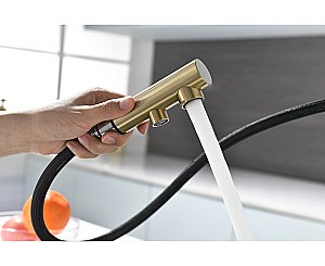 Смеситель для кухни Paulmark Serpentine Se213222-LG светлое золото купить в интернет-магазине сантехники Sanbest