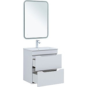 Тумба с раковиной Aquanet Практика 60 330457 белая матовая для ванной в интернет-магазине Sanbest