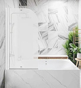 Шторка для ванны Parly F04F 130x75 профиль белый/стекло матовое купить в интернет-магазине Sanbest