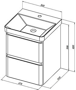 Тумба с раковиной Aquanet Эмбер 330463 50 белый матовый для ванной в интернет-магазине Sanbest