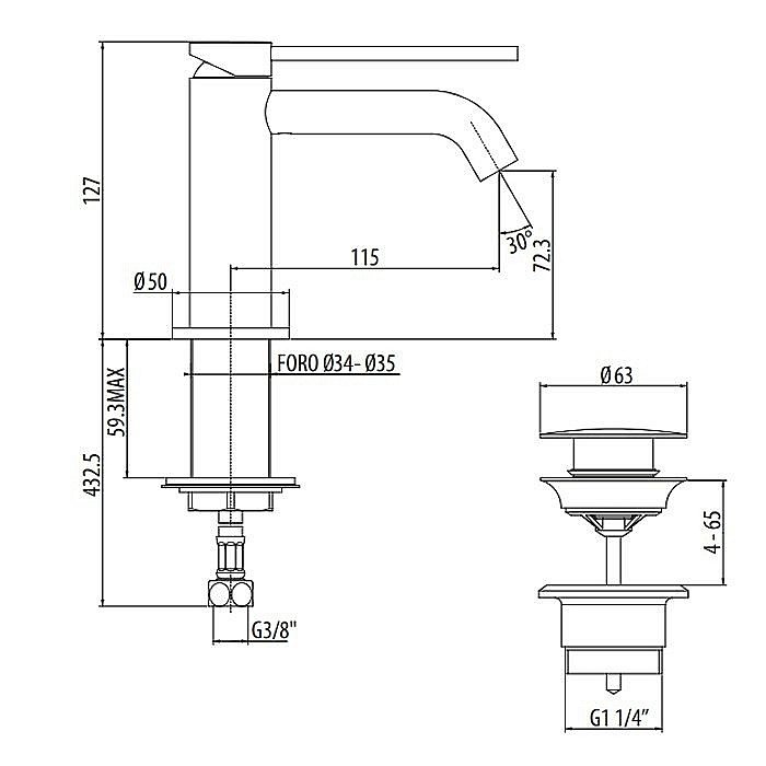 Смеситель для раковины Gattoni Circle Two 9140/91BO купить в интернет-магазине сантехники Sanbest