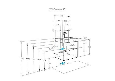 Тумба с раковиной Акватон Оливия 55 белая матовая для ванной в интернет-магазине Sanbest