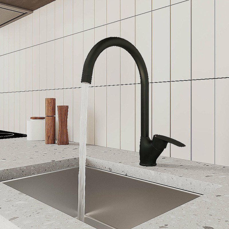 Смеситель для кухни Milardo Rora RORBL0JM05 черный матовый купить в интернет-магазине сантехники Sanbest