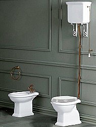 Унитаз SIMAS Lante LA01 с высоким бачком, белый/бронза купить в интернет-магазине Sanbest