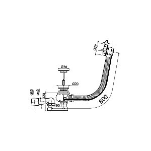 Слив-перелив для ванны Koller Pool B70CPMA-80 хром купить в интернет-магазине сантехники Sanbest