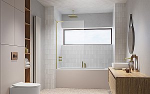 Шторка для ванны Radaway Modo SL Brushed Gold PNJ II 90 стекло прозрачное/профиль брашированное золото купить в интернет-магазине Sanbest