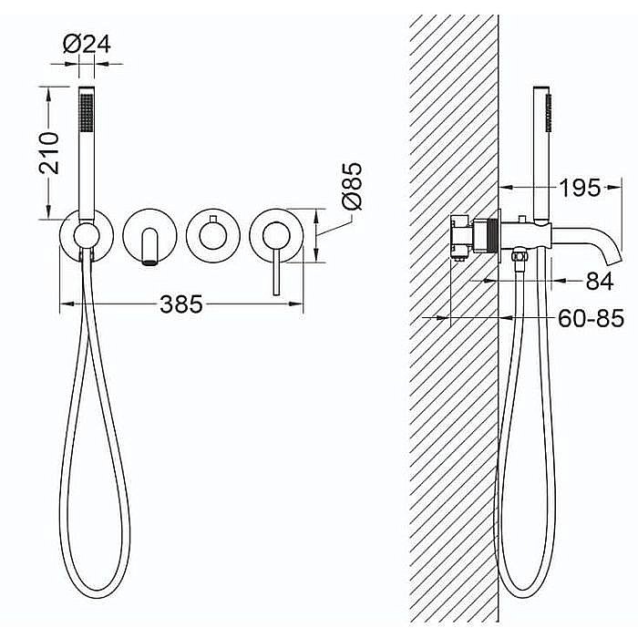 Смеситель для ванны Timo Saona 2314/00YSM хром купить в интернет-магазине сантехники Sanbest