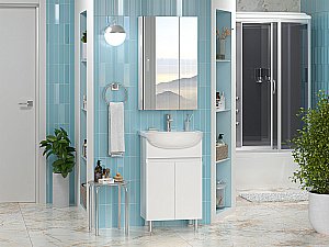 Тумба с раковиной Misty Элегия - 45 Э-Эле01045-011Н белая для ванной в интернет-магазине Sanbest