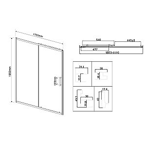Душевая дверь Vincea City 110 VDS-5CT110CLB стекло прозрачное/профиль черный купить в интернет-магазине Sanbest