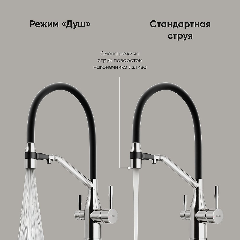 Смеситель для кухни Sancos Orta SC4008BN брашированный никель купить в интернет-магазине сантехники Sanbest