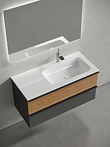 Тумба с раковиной Sancos DELTA DL100RGR + CN7015 100 дуб красный/графит для ванной в интернет-магазине Sanbest