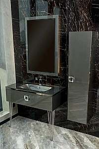 Консоль с раковиной Armadi Art LUCIDO 80 глянцевый графит для ванной в интернет-магазине сантехники Sanbest