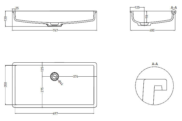 Раковина Salini MAREA 10 S-Sense 1802110G 75 белая купить в интернет-магазине Sanbest