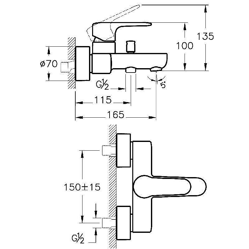 Смеситель для ванны Vitra ROOT ROUND A42725EXP купить в интернет-магазине сантехники Sanbest