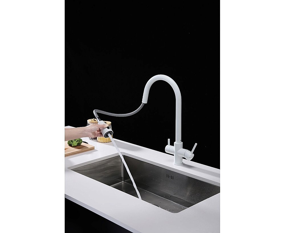 Смеситель для кухни Paulmark Lange La214212-WH белый матовый купить в интернет-магазине сантехники Sanbest