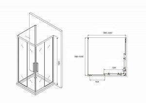 Душевой уголок ABBER Schwarzer Diamant AG02100BH-S100B купить в интернет-магазине Sanbest