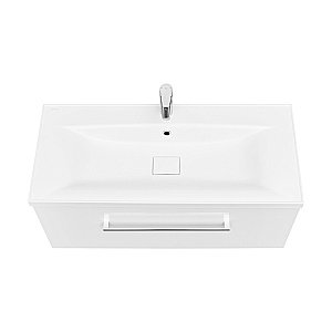 Тумба с раковиной Акватон Мадрид М 1 ящик/Премьер М 100 белая глянцевая для ванной в интернет-магазине Sanbest