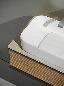 Тумба с раковиной Sancos DELTA 80 со столешницей, дуб красный/графит для ванной в интернет-магазине Sanbest