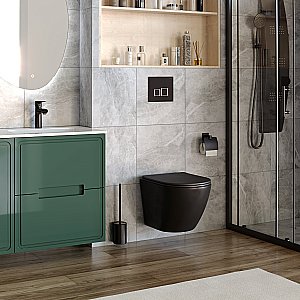 Унитаз подвесной Taliente Amato AM25010 Nero безободковый, с крышкой микролифт, черный матовый купить в интернет-магазине Sanbest