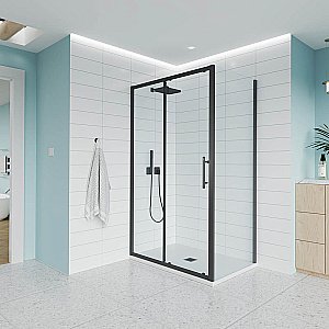 Душевой уголок Veconi Evo 100SP B 150x80 стекло прозрачное/профиль черный матовый купить в интернет-магазине Sanbest